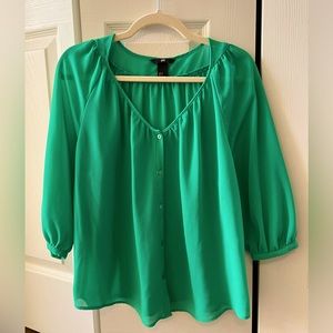 H&M Kelly Green Button-Down Blouse, size 6